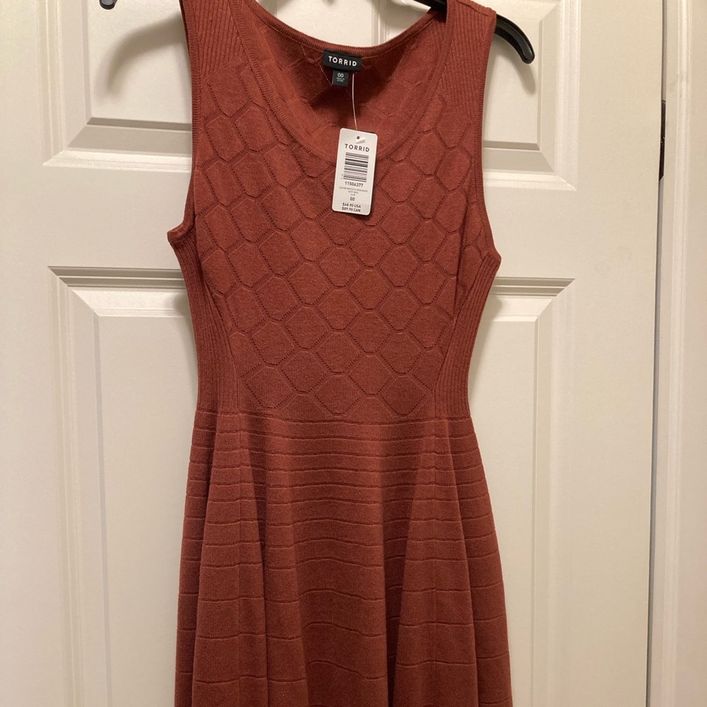 NWT Torrid Red mixed stitch SL Sweater Skater dress